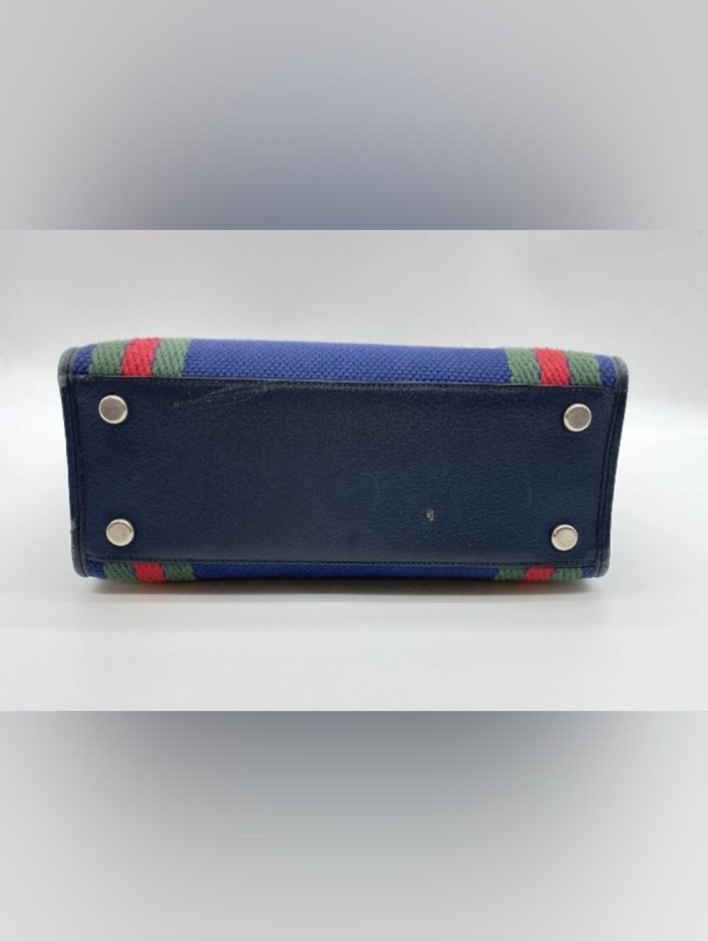 SALE! Authentic Gucci Interlocking G Sherry Line Cotton Leather Navy Tote W/DB - Picture 6 of 17